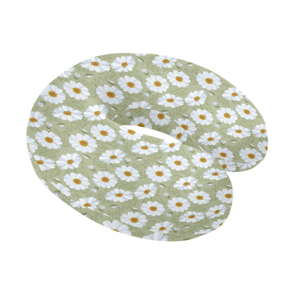 Daisy Yellow Print Pattern U-Shaped Travel Neck Pillow-JTAMIGO.COM
