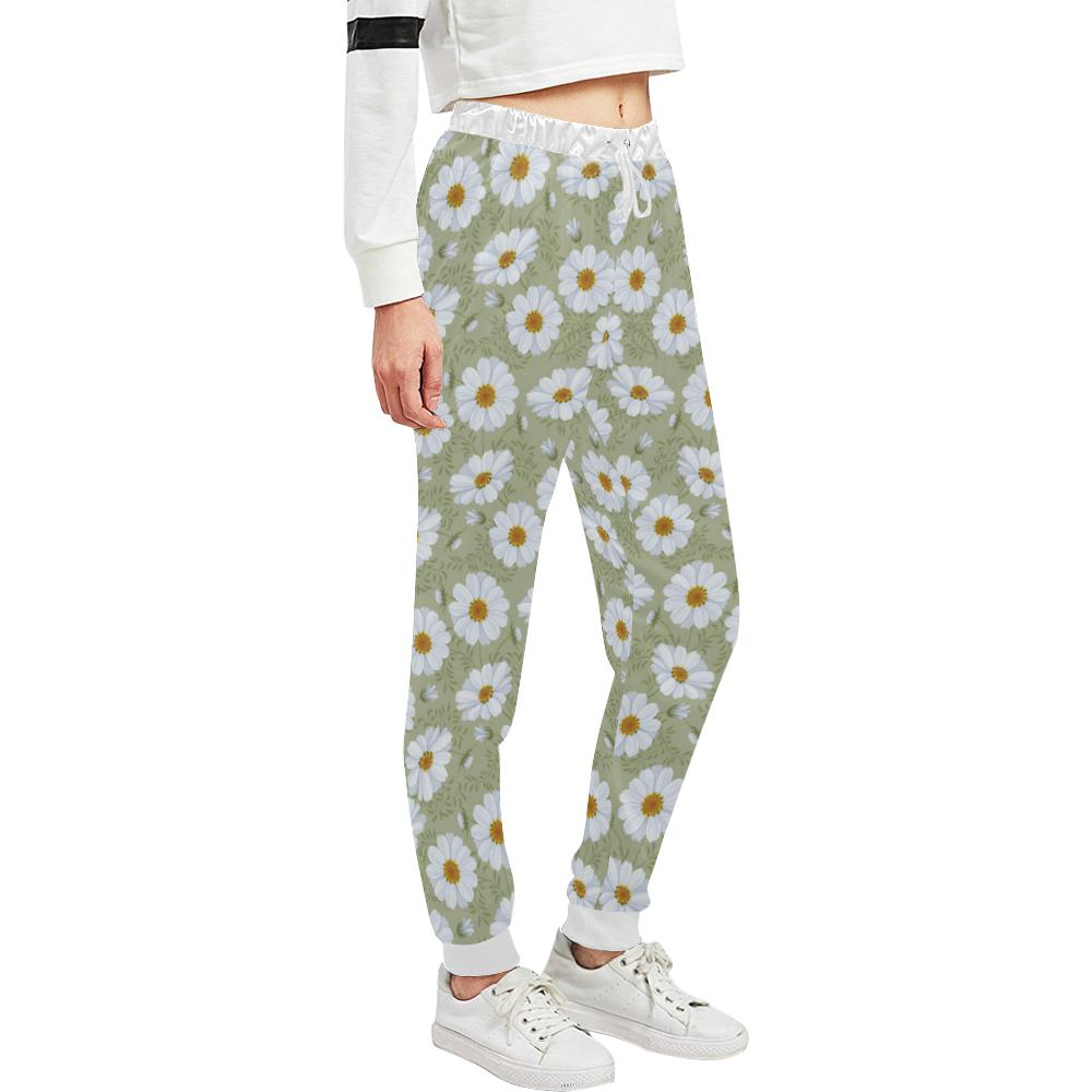 Daisy Yellow Print Pattern Unisex Casual Sweatpants (Model L11)-JTAMIGO.COM