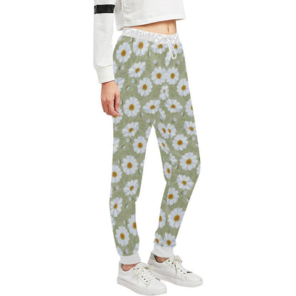 Daisy Yellow Print Pattern Unisex Casual Sweatpants (Model L11)-JTAMIGO.COM