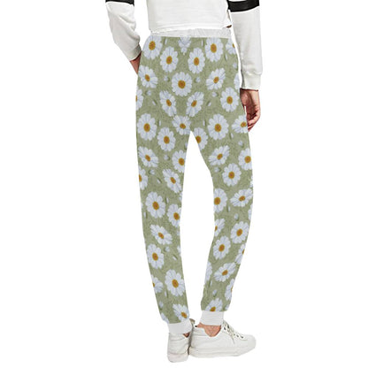 Daisy Yellow Print Pattern Unisex Casual Sweatpants (Model L11)-JTAMIGO.COM