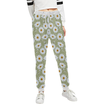 Daisy Yellow Print Pattern Unisex Casual Sweatpants (Model L11)-JTAMIGO.COM