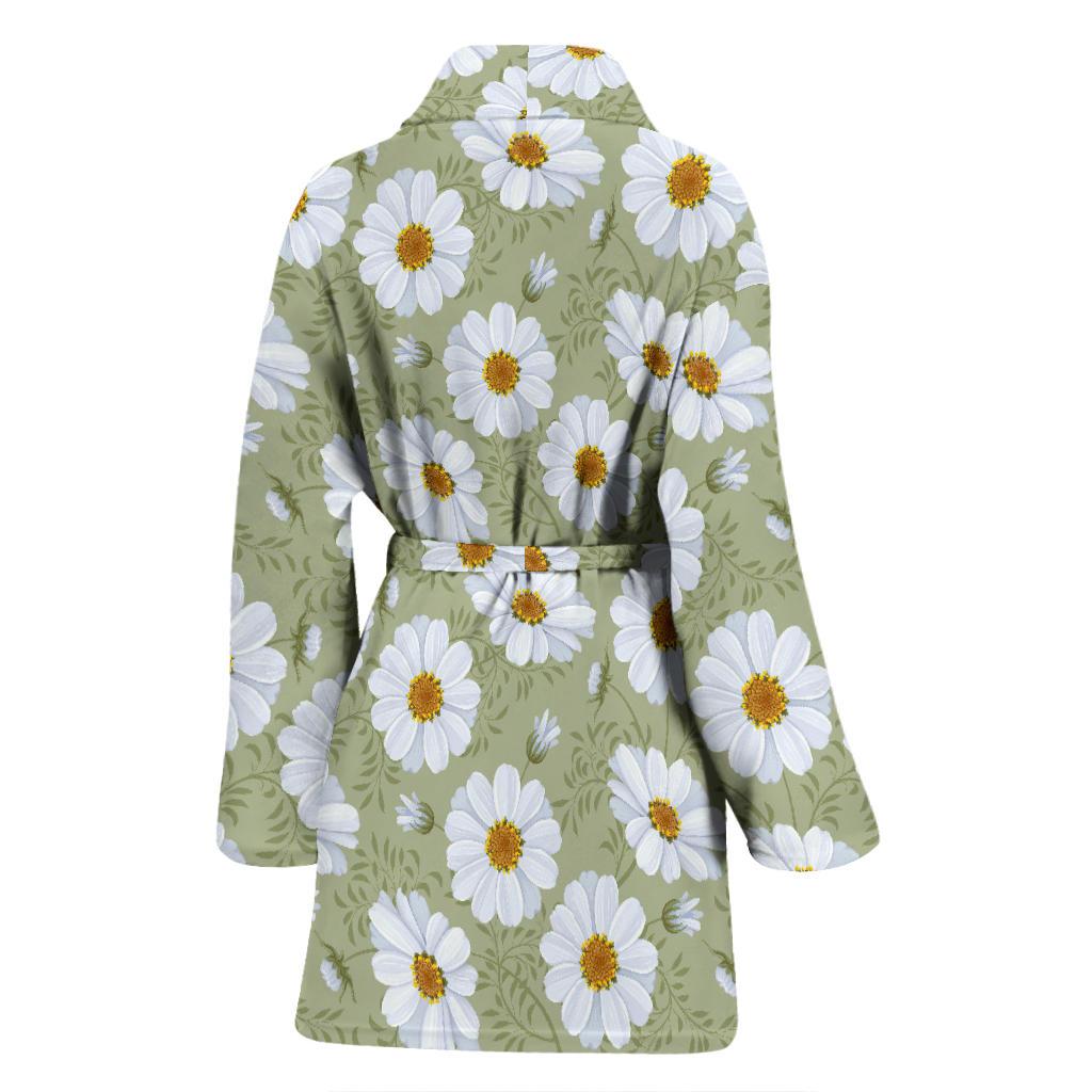 Daisy Yellow Print Pattern Women Bath Robe-JTAMIGO.COM