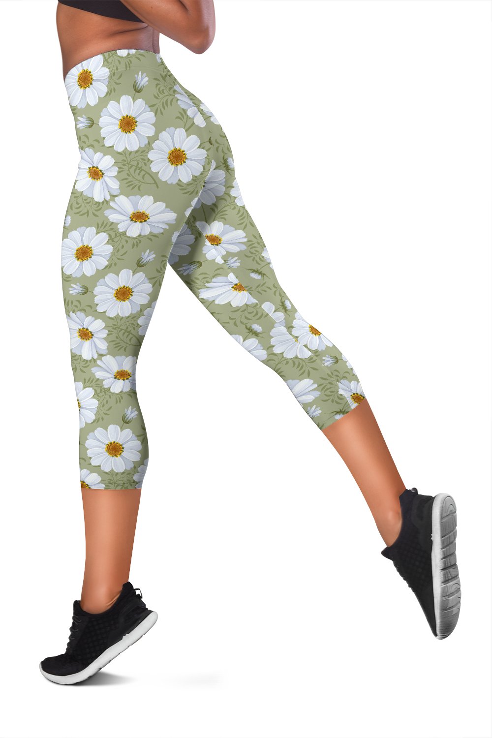 Daisy Yellow Print Pattern Women Capris