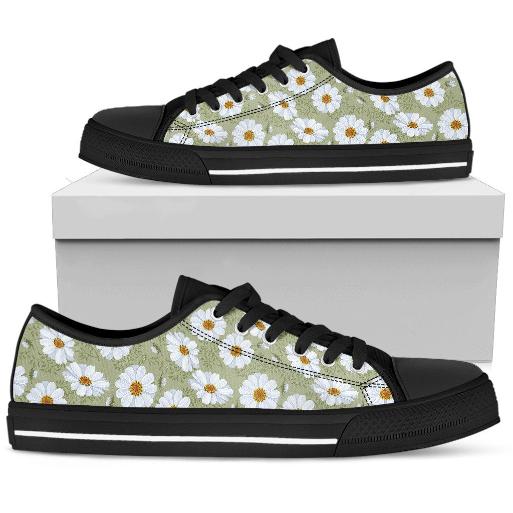 Daisy Yellow Print Pattern Women Low Top Shoes