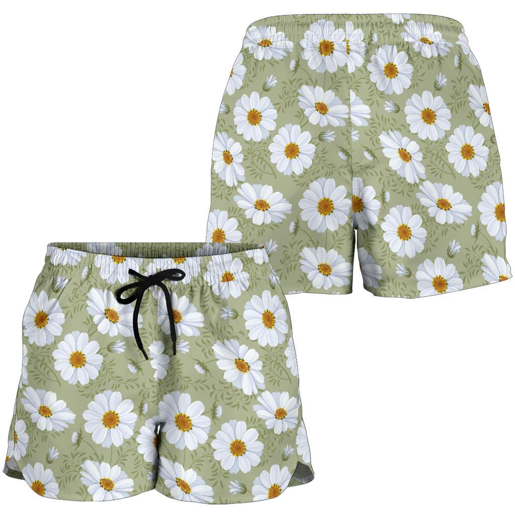 Daisy Yellow Print Pattern Women Shorts-JTAMIGO.COM