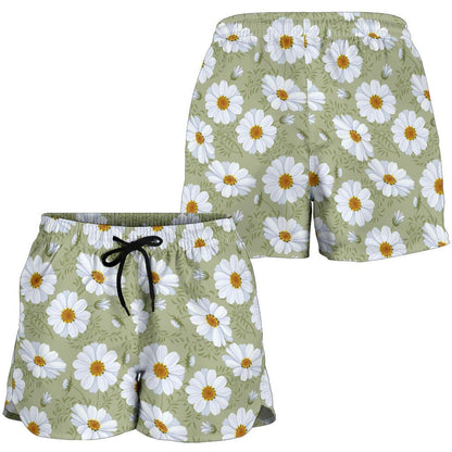 Daisy Yellow Print Pattern Women Shorts-JTAMIGO.COM
