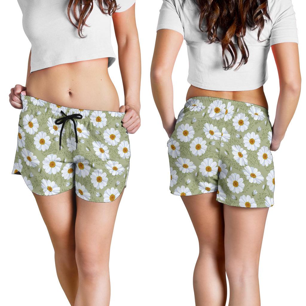 Daisy Yellow Print Pattern Women Shorts-JTAMIGO.COM