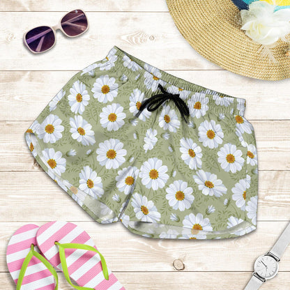 Daisy Yellow Print Pattern Women Shorts-JTAMIGO.COM