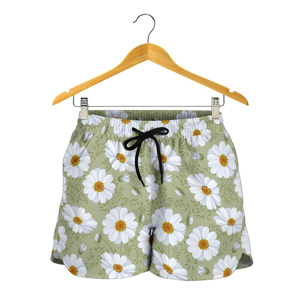 Daisy Yellow Print Pattern Women Shorts-JTAMIGO.COM