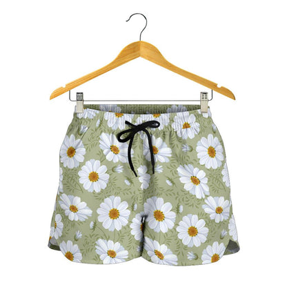 Daisy Yellow Print Pattern Women Shorts-JTAMIGO.COM