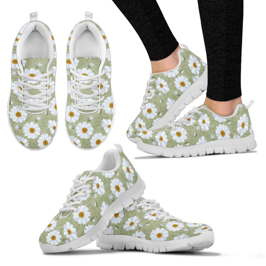 Daisy Yellow Print Pattern Women Sneakers Shoes