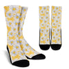 Daisy Yellow Watercolor Print Pattern Crew Socks