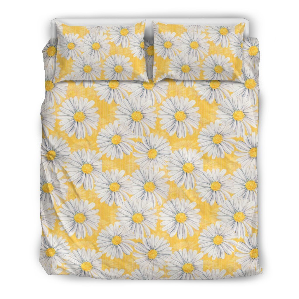 Daisy Yellow Watercolor Print Pattern Duvet Cover Bedding Set