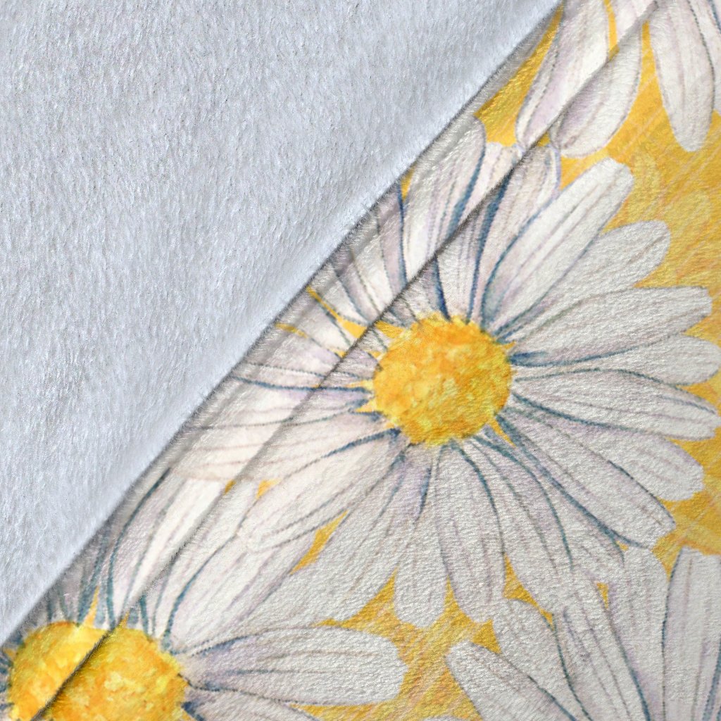 Daisy Yellow Watercolor Print Pattern Fleece Blanket