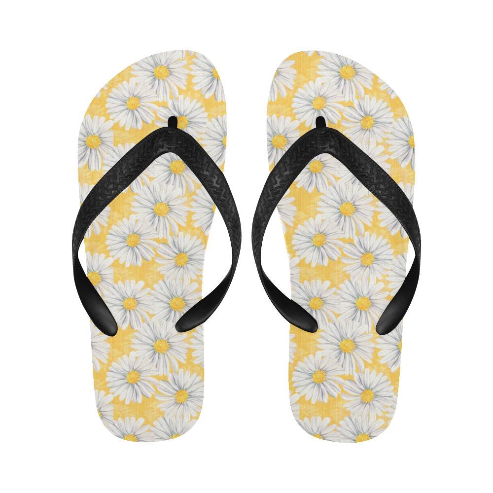 Daisy Yellow Watercolor Print Pattern Flip Flops-JTAMIGO.COM