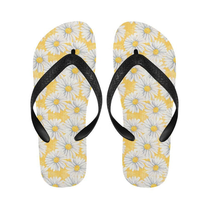 Daisy Yellow Watercolor Print Pattern Flip Flops-JTAMIGO.COM