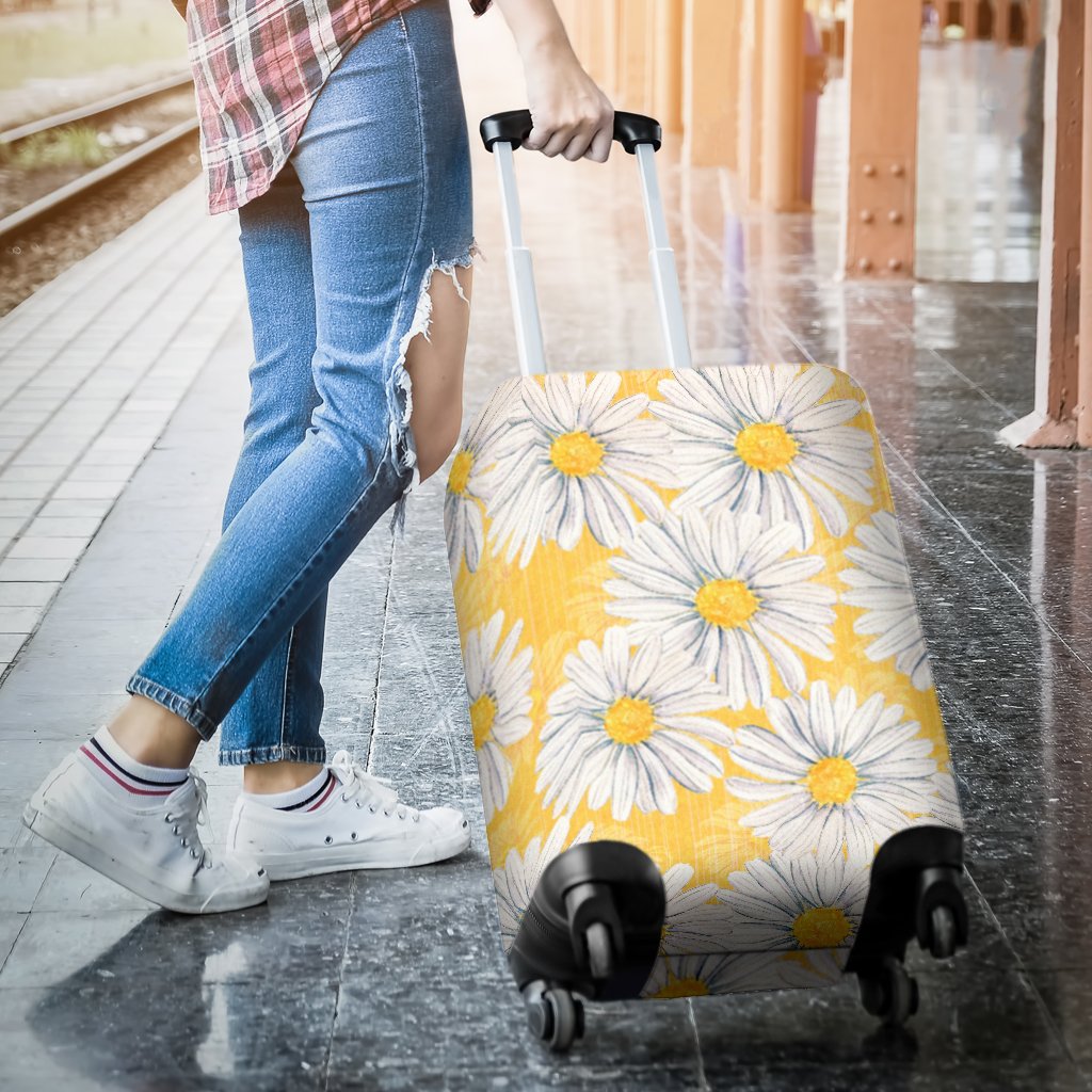 Daisy Yellow Watercolor Print Pattern Luggage Cover Protector
