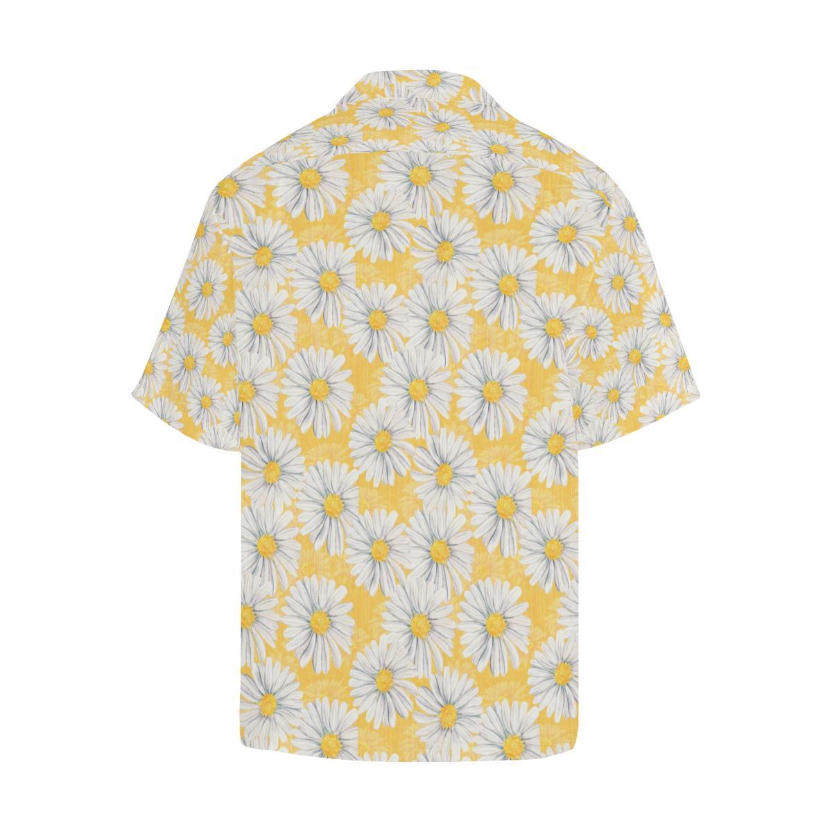Daisy Yellow Watercolor Print Pattern Men Aloha Hawaiian Shirt