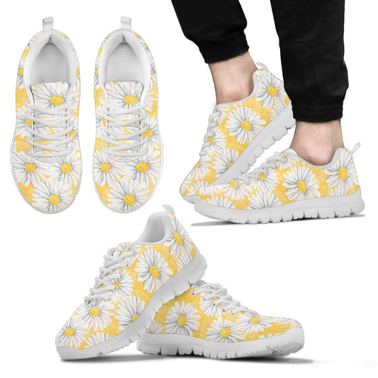 Daisy Yellow Watercolor Print Pattern Men Sneakers Shoes
