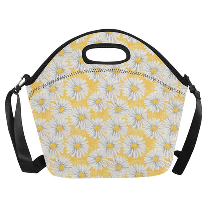 Daisy Yellow Watercolor Print Pattern Neoprene Lunch Bag (Model 1669)(Large)-JTAMIGO.COM