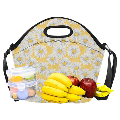 Daisy Yellow Watercolor Print Pattern Neoprene Lunch Bag (Model 1669)(Large)-JTAMIGO.COM