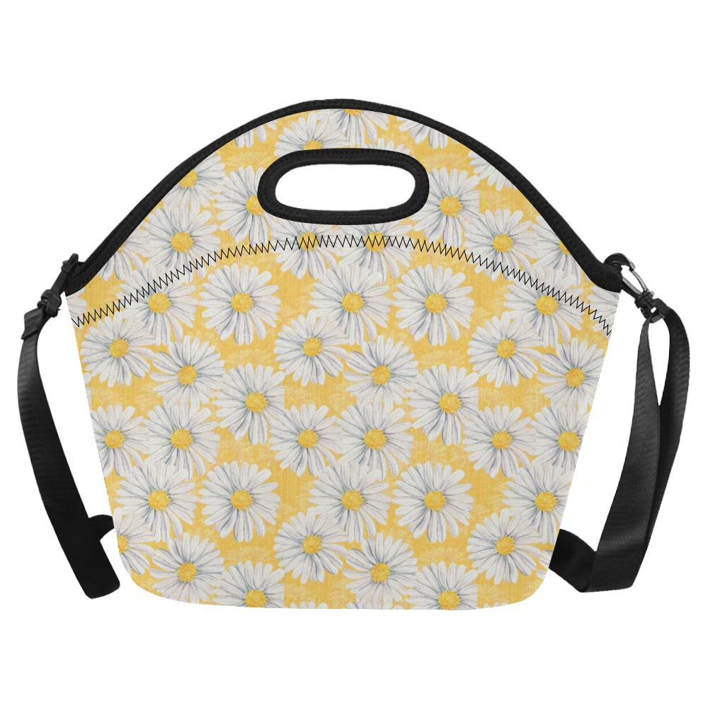 Daisy Yellow Watercolor Print Pattern Neoprene Lunch Bag (Model 1669)(Large)-JTAMIGO.COM