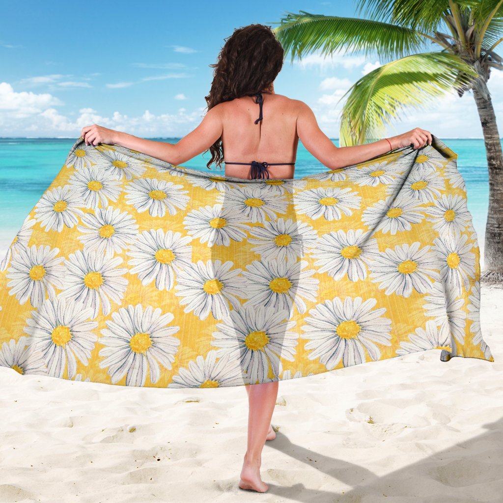Daisy Yellow Watercolor Print Pattern Sarong Pareo Wrap
