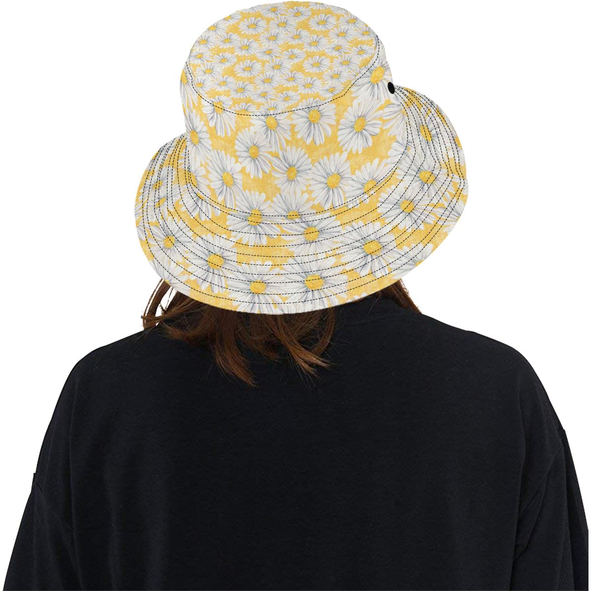 Daisy Yellow Watercolor Print Pattern Unisex Bucket Hat