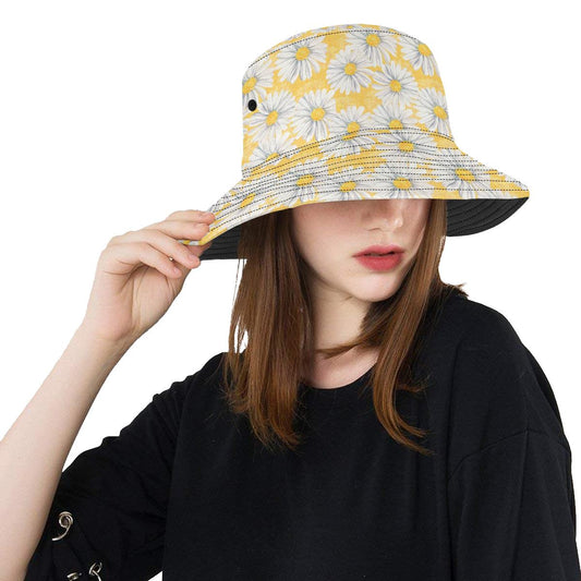 Daisy Yellow Watercolor Print Pattern Unisex Bucket Hat