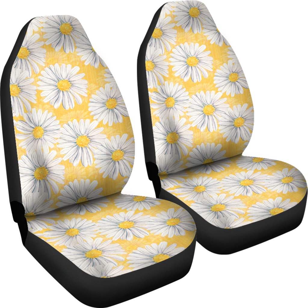 Daisy Yellow Watercolor Print Pattern Universal Fit Car Seat Covers