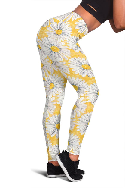 Daisy Yellow Watercolor Print Pattern Women Leggings