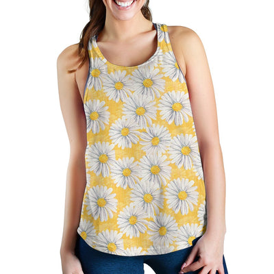 Daisy Yellow Watercolor Print Pattern Women Racerback Tank Top