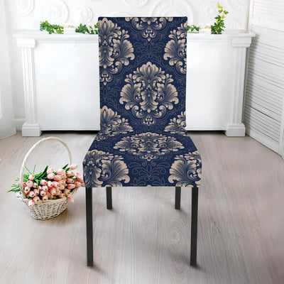 Damask Blue Luxury Print Pattern Dinning Chair Slipper-JTAMIGO.COM