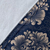 Damask Blue Luxury Print Pattern Fleece Blanket