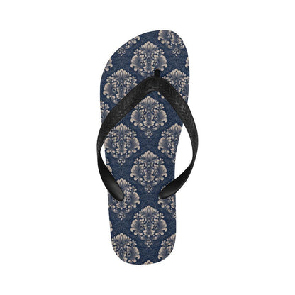 Damask Blue Luxury Print Pattern Flip Flops-JTAMIGO.COM