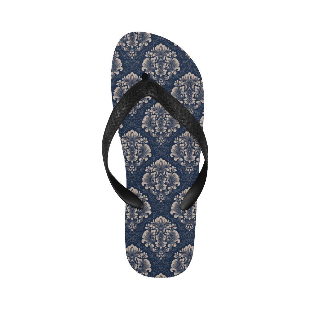 Damask Blue Luxury Print Pattern Flip Flops-JTAMIGO.COM