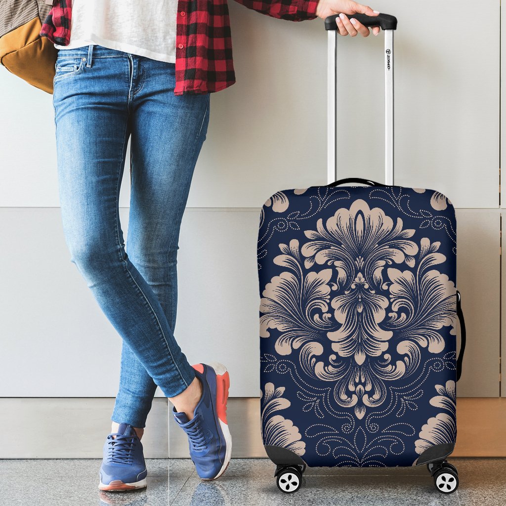 Damask Blue Luxury Print Pattern Luggage Cover Protector