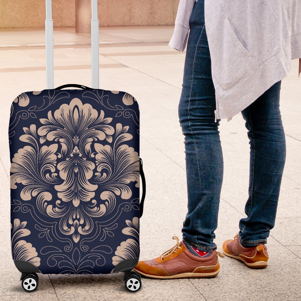 Damask Blue Luxury Print Pattern Luggage Cover Protector