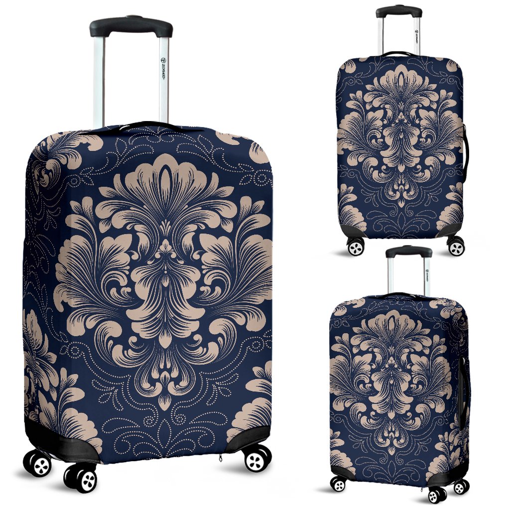 Damask Blue Luxury Print Pattern Luggage Cover Protector