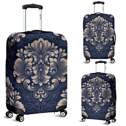 Damask Blue Luxury Print Pattern Luggage Cover Protector
