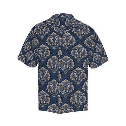 Damask Blue Luxury Print Pattern Men Aloha Hawaiian Shirt