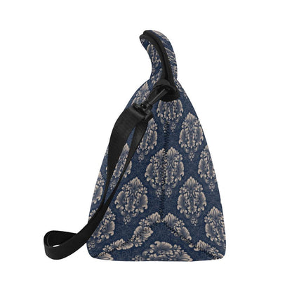Damask Blue Luxury Print Pattern Neoprene Lunch Bag (Model 1669)(Large)-JTAMIGO.COM
