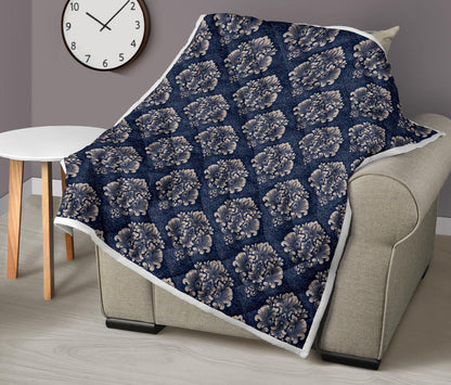 Damask Blue Luxury Print Pattern Premium Quilt-JTAMIGO.COM