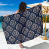 Damask Blue Luxury Print Pattern Sarong Pareo Wrap