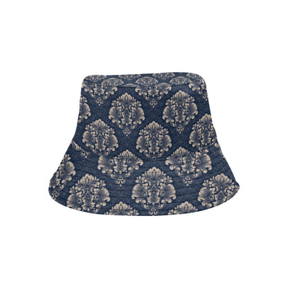 Damask Blue Luxury Print Pattern Unisex Bucket Hat