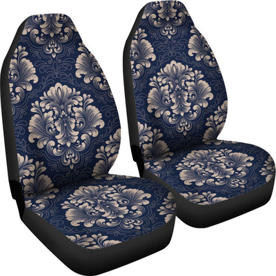 Damask Blue Luxury Print Pattern Universal Fit Car Seat Covers