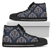 Damask Blue Luxury Print Pattern Women High Top Shoes