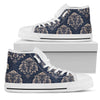 Damask Blue Luxury Print Pattern Women High Top Shoes