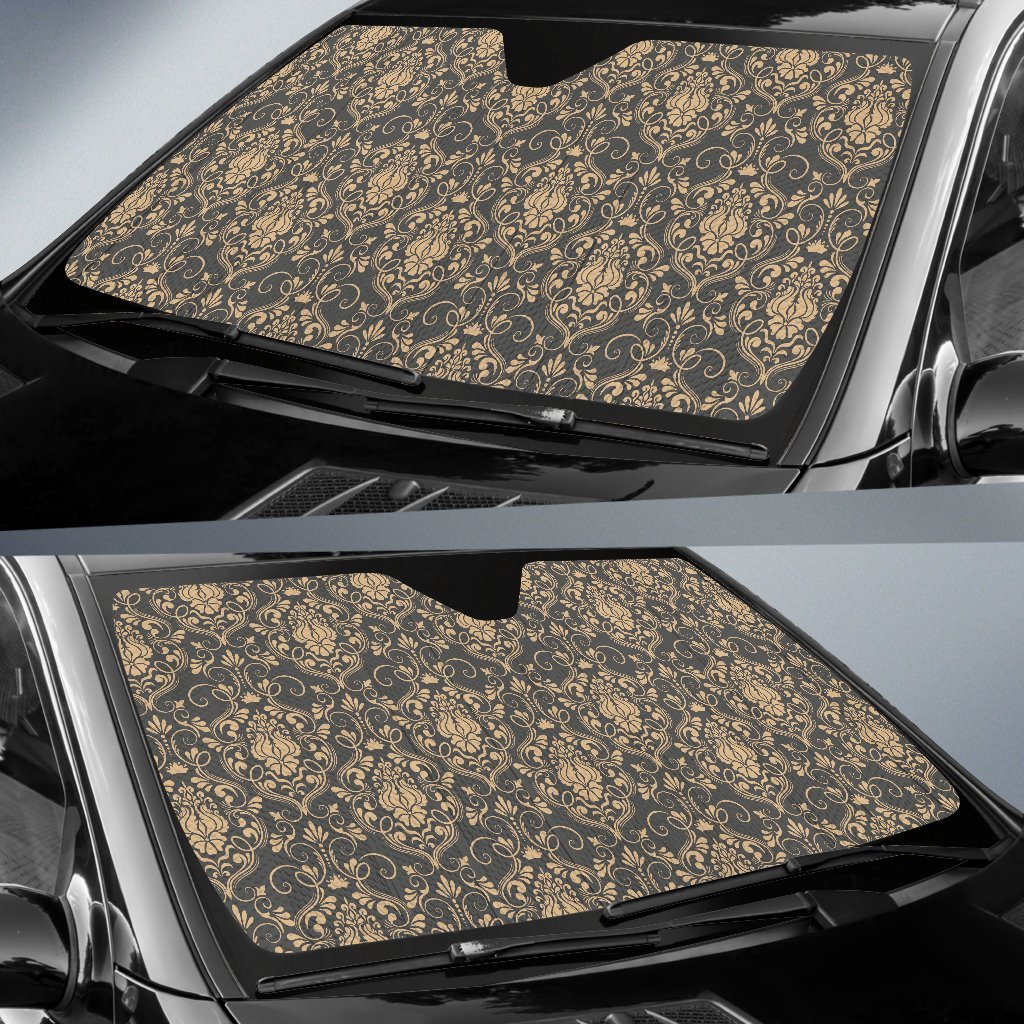 Damask Elegant Luxury Print Pattern Car Sun Shade For Windshield