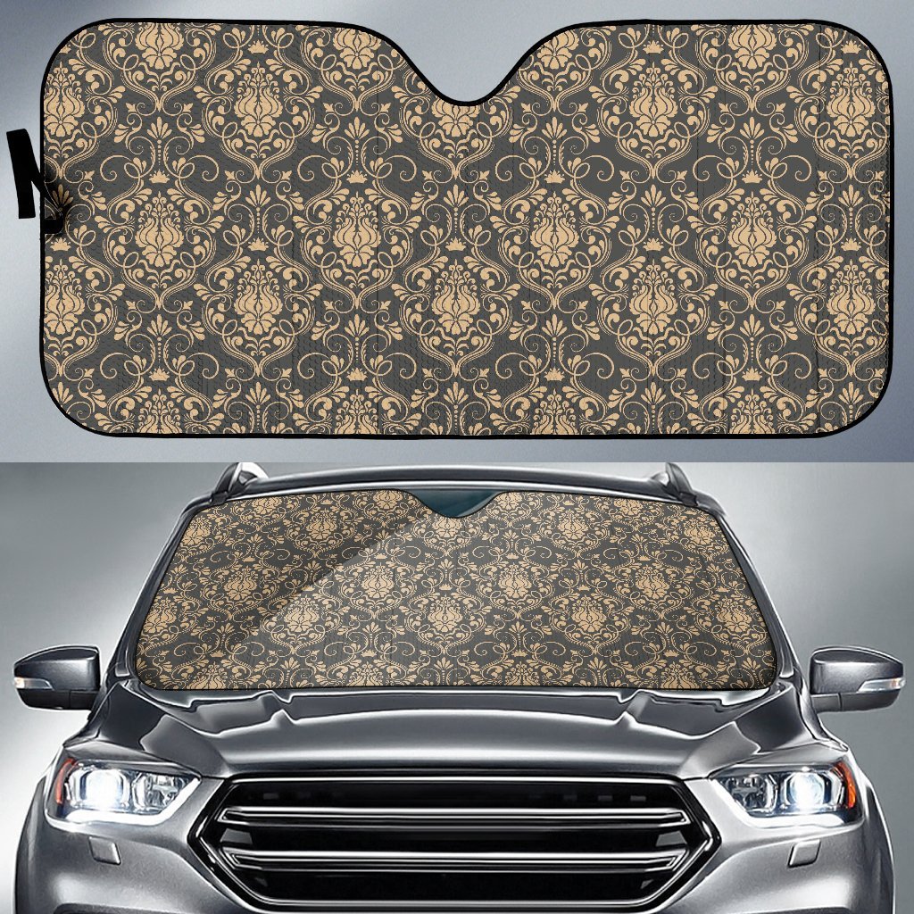 Damask Elegant Luxury Print Pattern Car Sun Shade For Windshield
